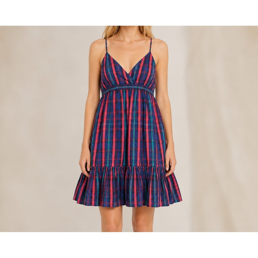 Jack Wills Fabulously British Plaid Slip Dress Plaid Sundress Ruffle Hem Size 4